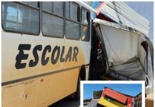 Ônibus descontrolado atinge carros, treiller e deixa uma pessoa morta em Miguel Calmon